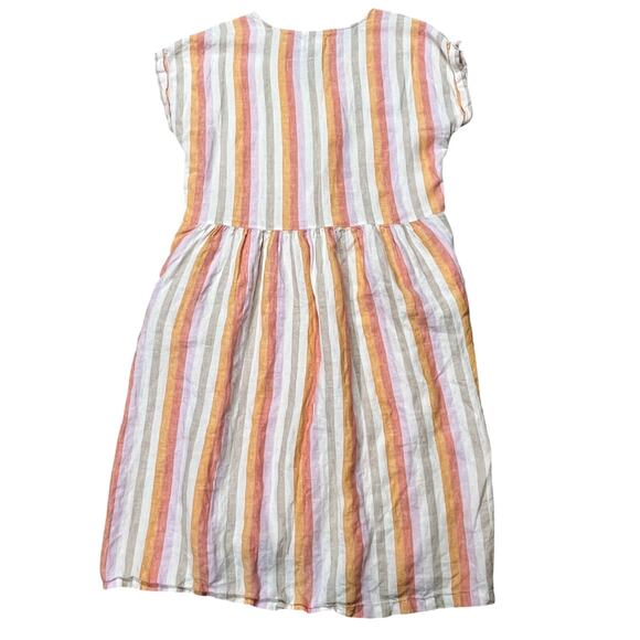 Lou & Grey for Loft Linen Dress Stripe V-Neck Lagenlook Drop Waist Size Large - Picture 6 of 6